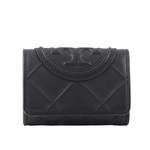TORY BURCH Fleming 縫線納帕皮革小款三折短夾/黑色, , large
