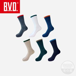【BVD】運動氣墊男長襪 B657 毛巾底 撞色 中筒襪