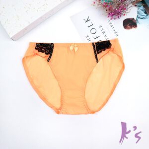 【K's凱恩絲】夏季繽紛橘網紗三角有氧蠶絲內褲