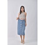 (M) uniqlo丹寧牛仔質感棉質藍色長裙二手衣, , large