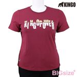 KINGO-大尺碼-女款 圓領T恤-紅紫-414122, , large