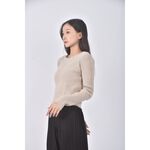 (S) 質感圓領杏色長袖上衣二手衣, , large