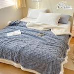 【FOCA】Streamer Gray | Three-dimensional woven jacquard warm wool sherpa double-sided blanket (150X200cm), , large