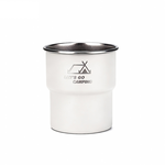 輕量疊放304 不鏽鋼露營階梯杯米白色1個裝（戶外階梯杯 露營疊放杯 輕量飲水杯 露營隨身杯）, , large