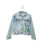 Hand Painted Fire Dinosaur Denim Jacket, , large