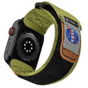 Mifa Apple Watch EDC-34太空總署NASA系列戰術尼龍混搭真皮皮革運動錶帶(適用S1-10代 & Ultra 1-2 & SE )-極光綠