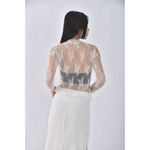 (S) 蕾絲透紗白色長袖上衣二手衣, , large