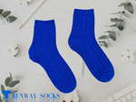 【伸展台】《RUNWAY SOCKS》日系 流行短襪 雙針筒1/2短襪 心型緹花 休閒運動 藍色 女款 1雙入, , large