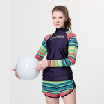 Monina Taiwan-made colorful sunscreen long-sleeved jellyfish suit two-piece swimsuit, , large