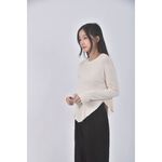(L) rosygold韓牌圓弧杏色長袖上衣二手衣, , large