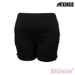 KINGO-大尺碼-女款 抽繩 棉短褲-黑-444311, , large