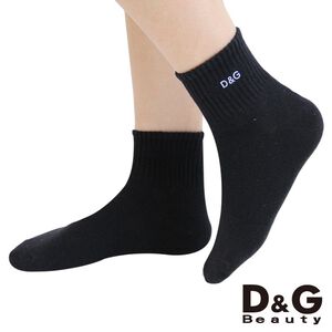 【D&G】素色刺繡1/2少女襪<灰>DL1001 短襪 襪子