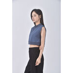 (S) aria質感修身短版棉質無袖綠色上衣二手衣, , large