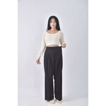 (3XL) 高腰西裝素面藍色長褲二手衣, , large