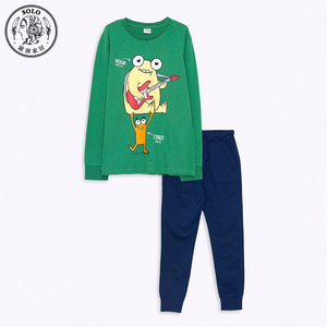 【SOLO Vintage】Boys Cute Monster Long Sleeve Set Pajamas Made in Turkey 3-4y