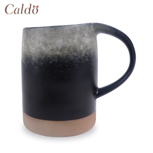 [ Caldo卡朵 ] 率性潑墨復古粗陶馬克杯 450ml-灰黑