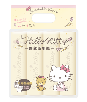 [寶富華]Hello Kitty花果香 濕式衛生紙20抽×4包(可丟馬痛)