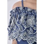 (S) moma質感吊帶花邊藍色上衣二手衣, , large