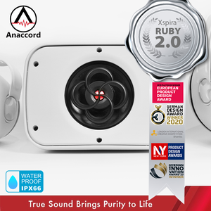 Anaccord雅那歌音響 RUBY2.0 Xspira DC-03-H6 IPX66防水同軸壁掛式喇叭 | 前/後BASS增強 擴增環繞音效｜室 內/戶外設計款｜一對 家樂福線上