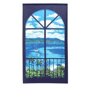 日本製【コスモ】長門簾《帆船海景》