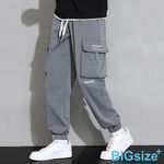 大尺碼-日系潮流工裝褲-黑/灰-0204170, , large