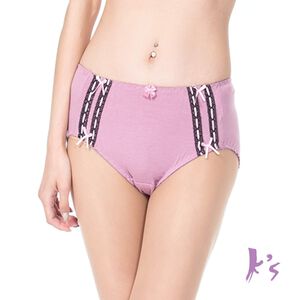 【K's凱恩絲】蝴蝶側邊超柔感透氣專利有氧蠶絲內褲-mo9款藕紫