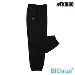 KINGO-大尺碼-抽繩 束口 棉長褲-黑-443312, , large