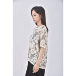 (S) wannabe韓牌碎花質感杏色短袖上衣二手衣, , large