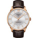 TISSOT 杜魯爾系列機械動力80腕錶-銀x玫瑰金框x羅馬字/42mm T0994073603800, , large