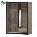 【文創集】卡柏5.1尺推門衣櫃(內含側拉鏡面)(客約商品), , large