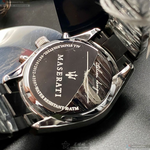 [星晴錶業]MASERATI手錶,46mm,R8871612012銀白色錶面銀錶殼深黑色精鋼錶帶款, , large