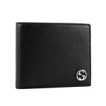 GUCCI 金屬縫線雙G Logo牛皮雙色6卡短夾/黑色/藍色, , large