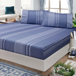FITNESS 精梳棉雙人床包枕套三件組-安德里-藍, , large