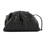 BOTTEGA VENETA 小羊皮MINI POUCH編織雲朵包/黑色, , large