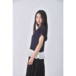 (S) eyescream質感撞色藍色短袖上衣二手衣, , large