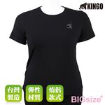 KINGO-大尺碼-女款 圓領T恤-黑-414135, , large