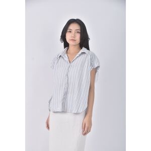 (S) 質感條紋藍色短袖上衣二手衣,  (S) 質感條紋藍色短袖上衣二手衣