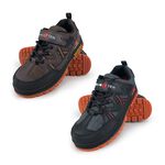 HANG TEN 鋼頭運動鞋防穿刺 工作鞋 安全鞋 防護鞋 魔鬼氈 透氣 吸濕 排汗 散熱 防砸 耐磨 止滑 咖桔 黑紅, , large