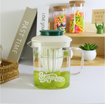 Green 850ml Square Glass Teapot with Independent Infuser , , large