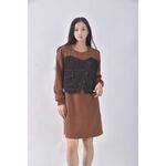 (S) betty s質感棉質假兩件棕色洋裝二手衣, , large