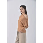 (XL) sister market韓牌斜肩棕色長袖上衣二手衣, , large