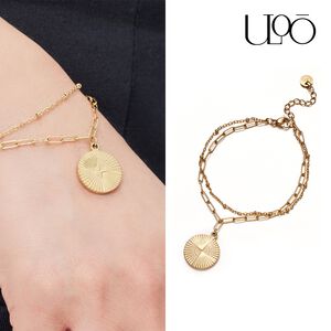 ULOO Glimmer 圓形設計圖騰手鍊-金色 UB2000210
