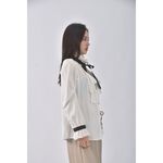 (M) 【德馨私服】a ys質感綁帶領口白色長袖上衣二手衣, , large