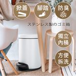 【AOTTO】12公升踩踏式緩降靜音不銹鋼垃圾桶-黑色(SD-012BK), , large