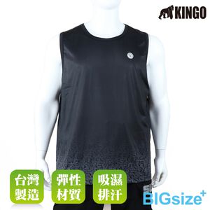 KINGO-大尺碼-排汗 背心T-黑-413612