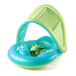 【SV61213】帶遮陽棚護翼款 加高防前傾ABC兒童趴圈 嬰幼兒學泳圈 充氣游泳圈 腰圈 腋下圈 寶寶爬爬圈