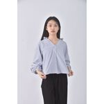 (L) continuer de nice claup質感條紋藍色長袖上衣二手衣, , large