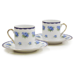 [豐名日本餐具] 濃縮咖啡對杯組 藍玫瑰 / C00CS2-18