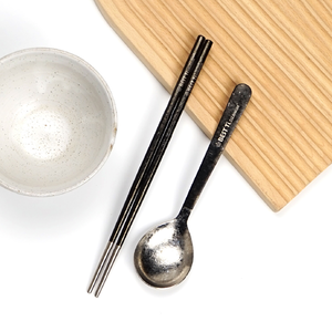 【純鈦冰晶阿湯筷匙組 冰曜黑】環保筷 鈦筷 八角筷 鈦湯匙 大湯匙 筷子湯匙餐具組 環保餐具 露營餐具 攜帶餐具 鈦餐具 冰晶