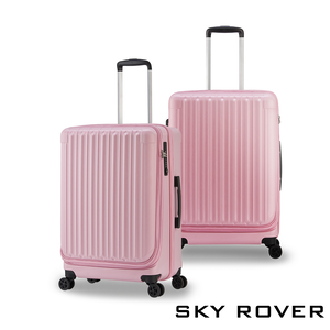 【PANTHEON PLAZA】展示品限量出清 SKY ROVER CRYSTAL 24吋 璀璨晶鑽 前開式可擴充拉鍊硬殼行李箱 SRI-1808SF 粉紅水晶